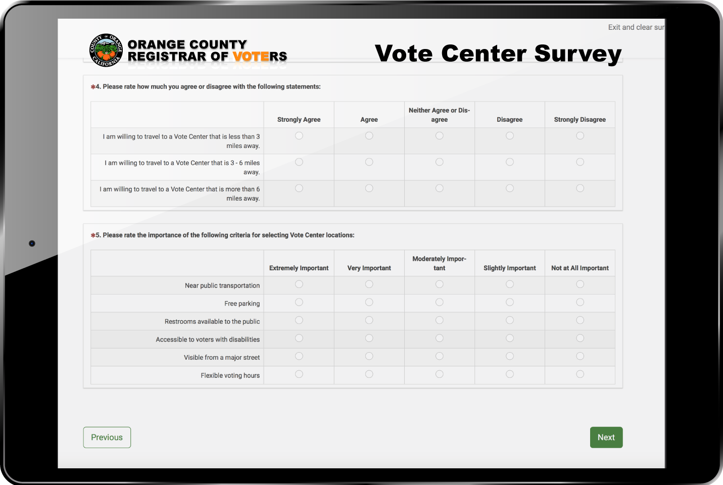 iPad with survey