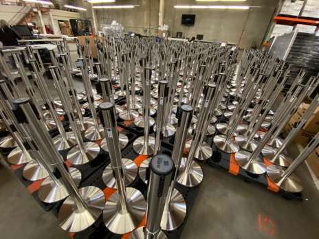 A Sea of Line Management Stanchions